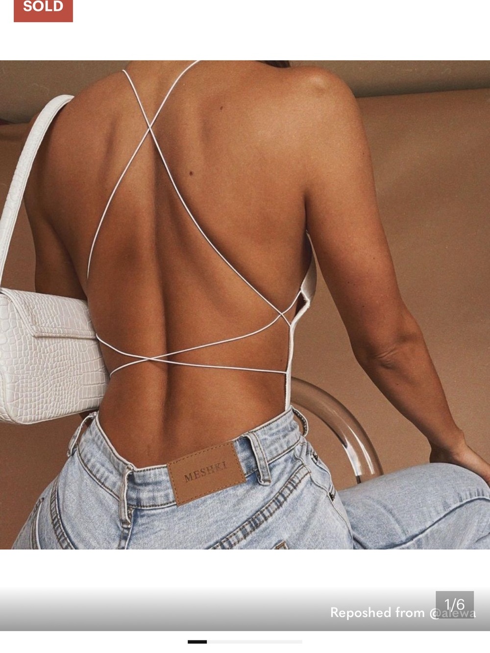 Meshki White Strappy Backless Top Dress